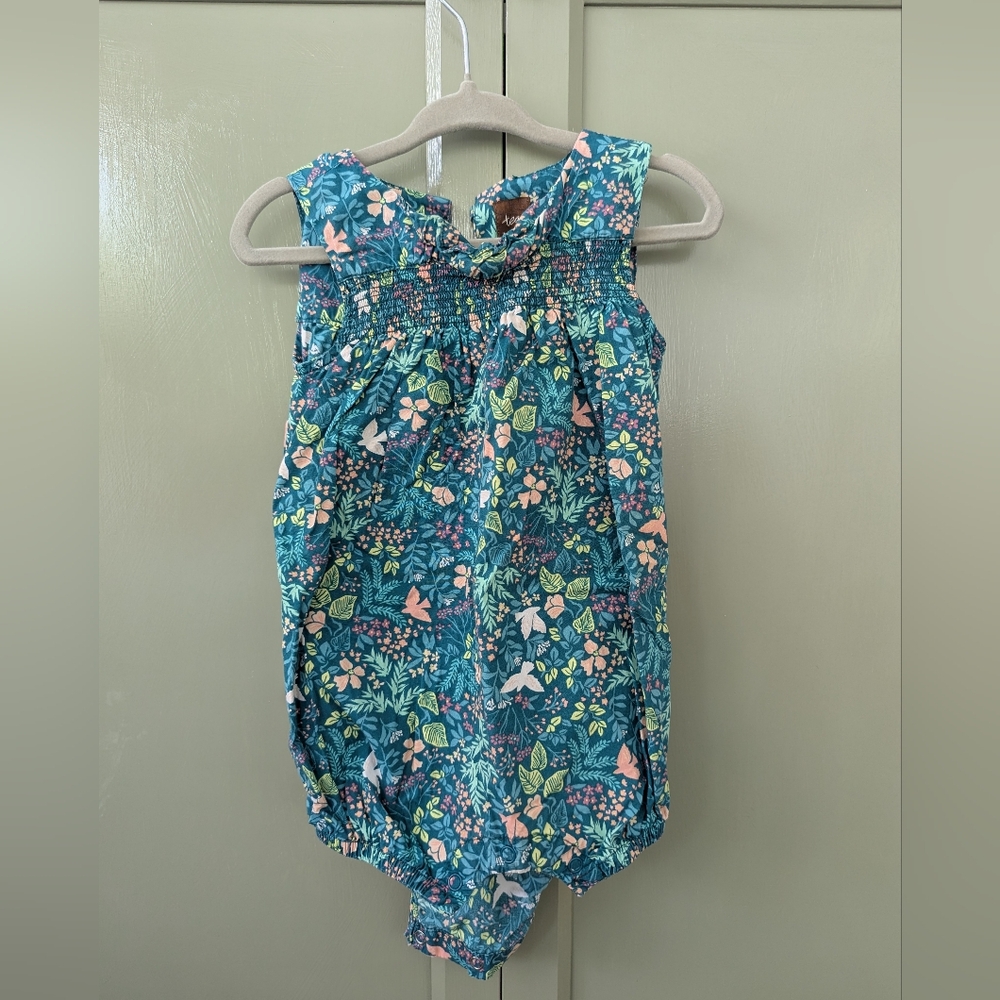 Tea collection Colorful Floral Baby Romper With Birds Print